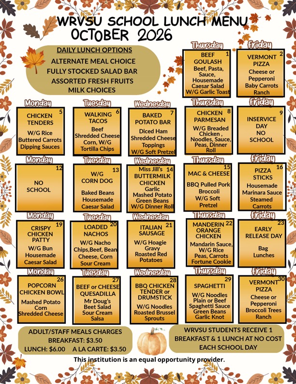 August lunch menu